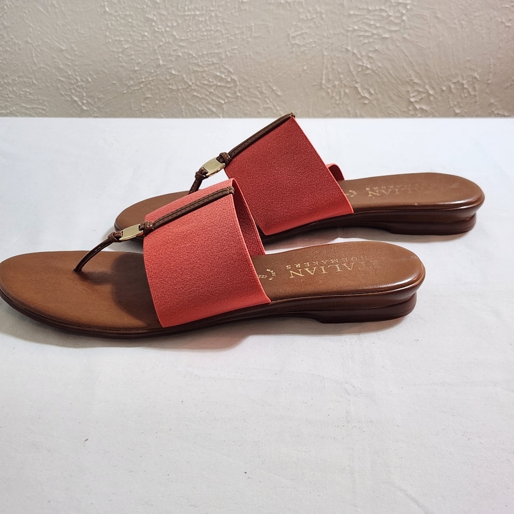 Italian Shoemakers Coral and Brown Sandals Size 10 - Picture 3 of 8